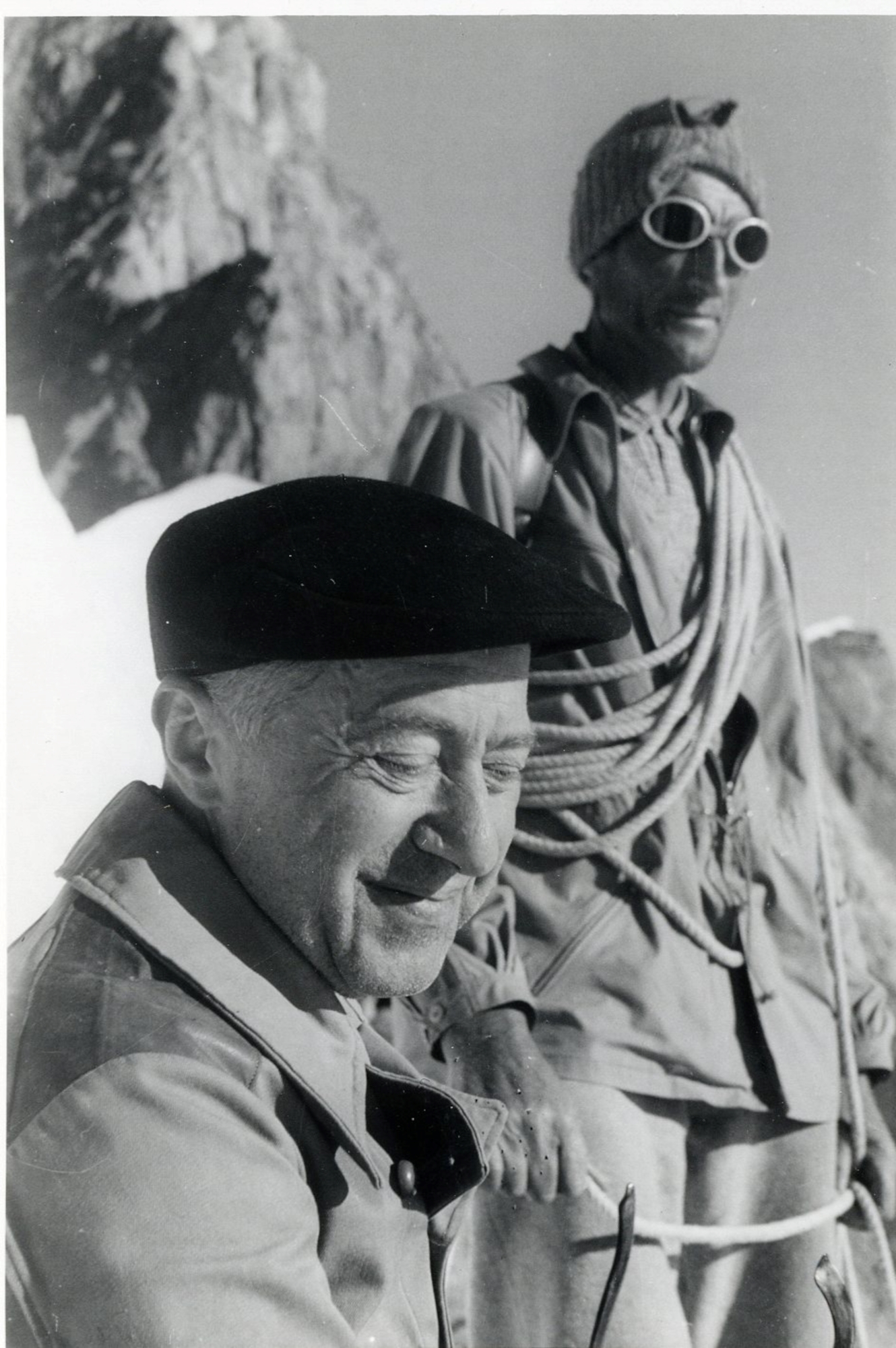 Miecio Horszowski durante una ascesa sul Zinalrothorn in Svizzera con guida alpina (31 luglio 1952)