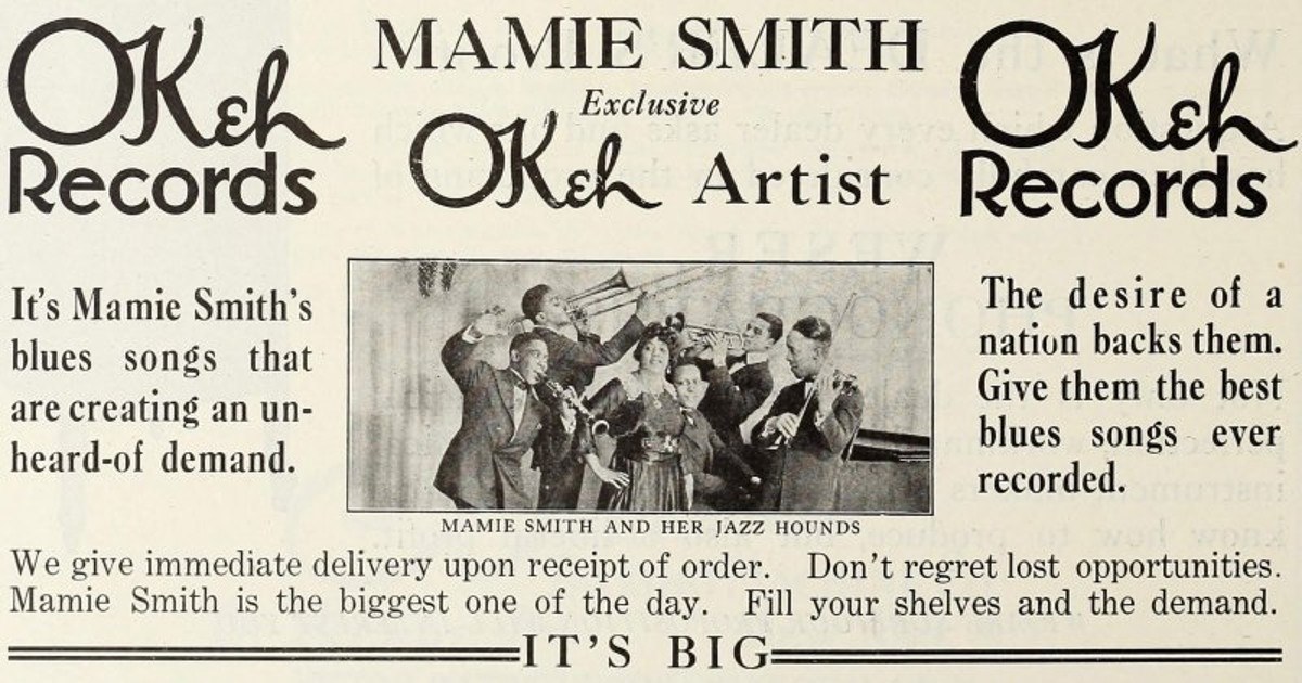 Mamie Smith “and her Jazz Hounds” sulla copertina dello spartito di "Crazy Blues"
