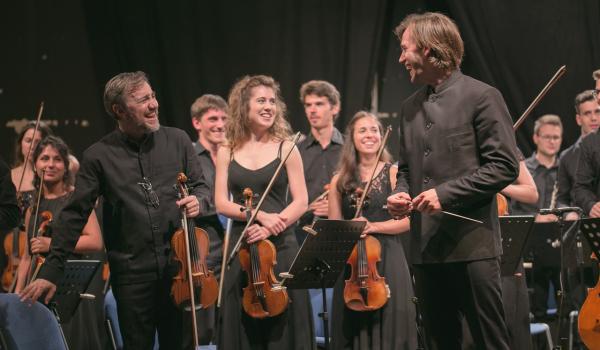 Marco Seco e il primo violino di LaFil, Carlo Maria Parazzoli (primo violino di Santa Cecilia), Foto Nicola Malnato