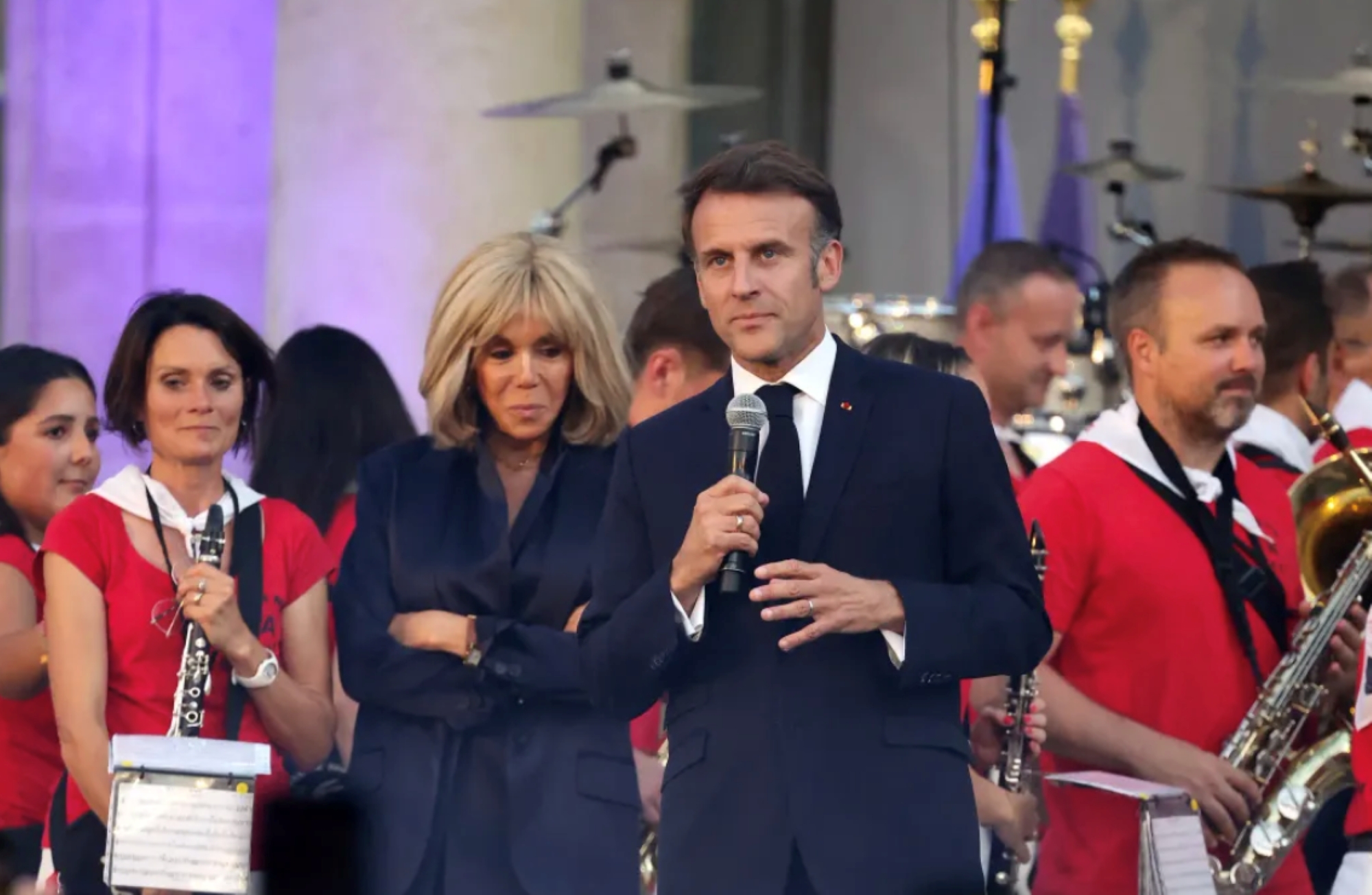 Brigitte ed Emmanuel Macron alla Festa della Musica all'Eliseo