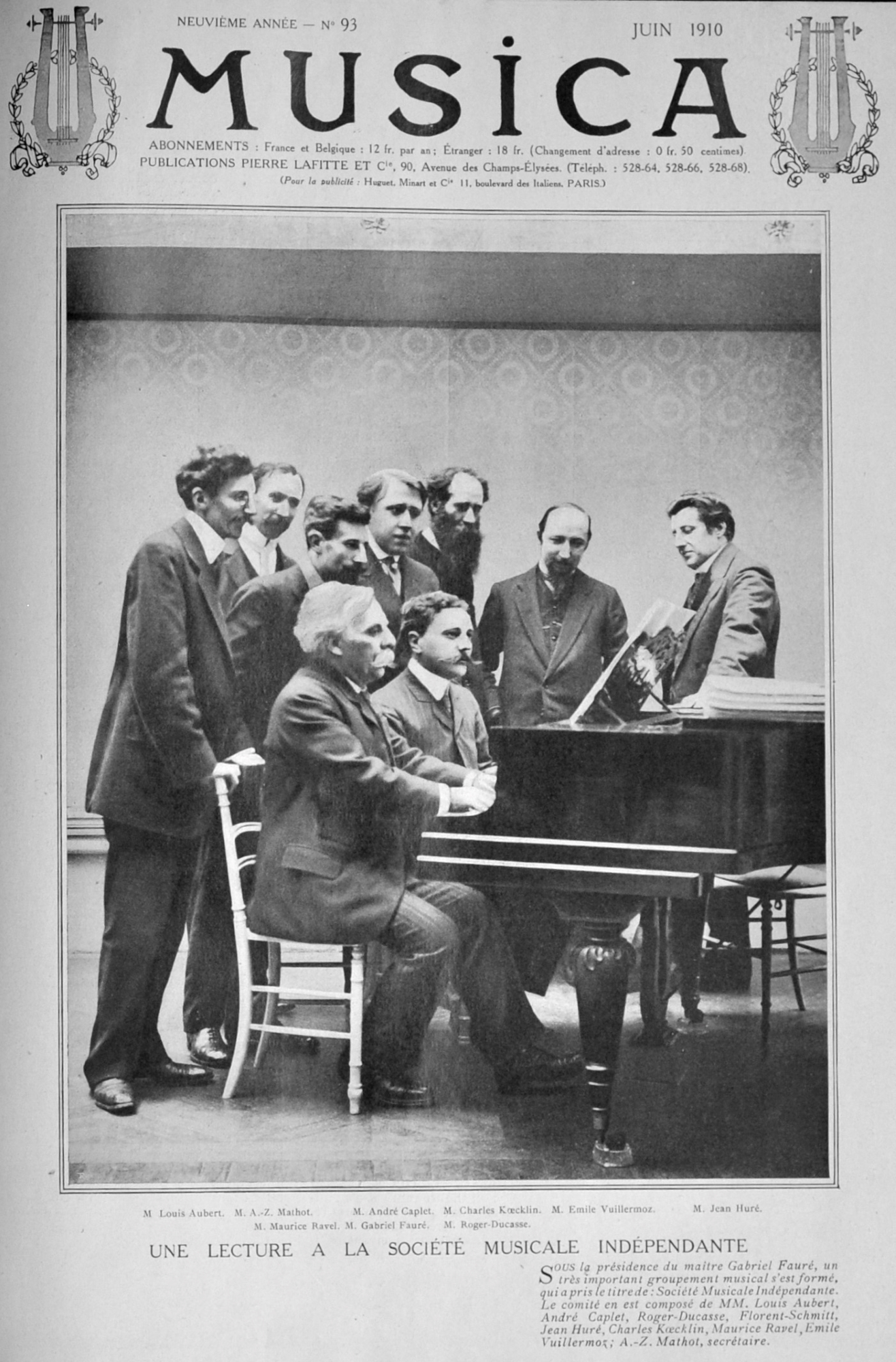 Lettura a prima vista alla Société musicale indépendante (fotografia pubblicata in “Musica”, giugno 1910)