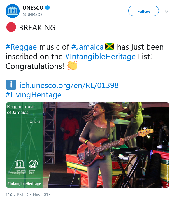 Unesco Reggae patrimonio umanità