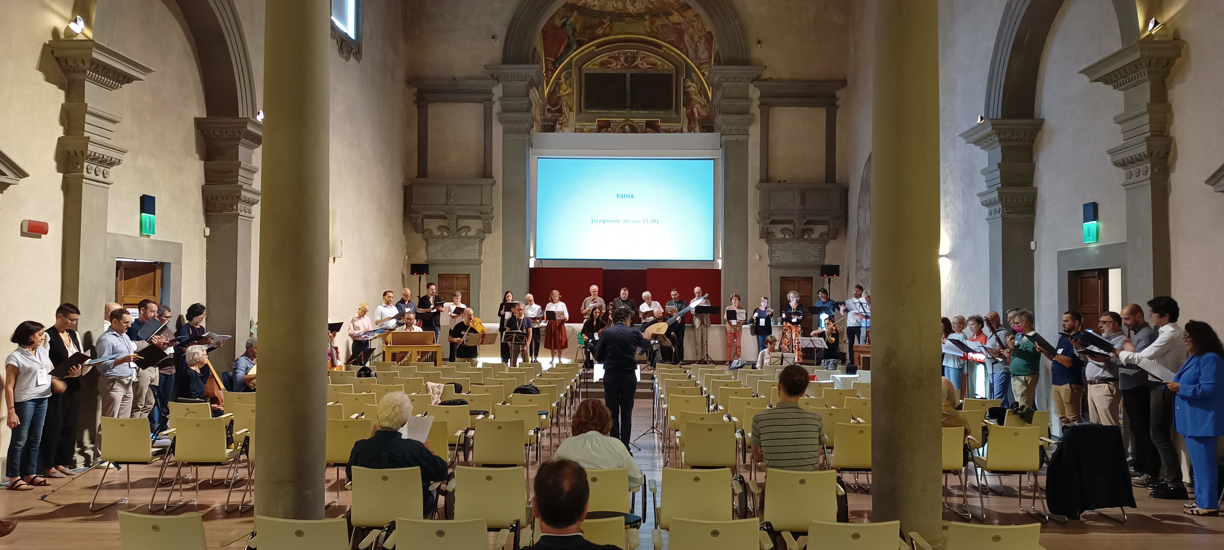 L'Homme Armée & Co. durante la breve prova del mottetto nella pausa del convegno (foto di P. Scarnecchia)