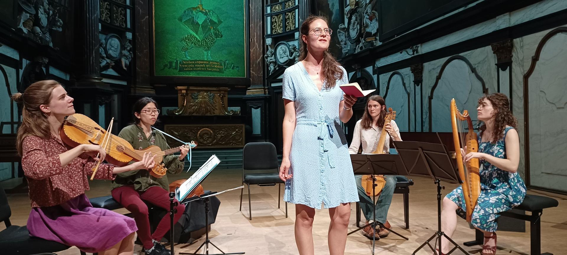 L'ensemble Rubens Rosa durante la prova generale nell'auditorium di AMUZ (foto di Paolo Scarnecchia)