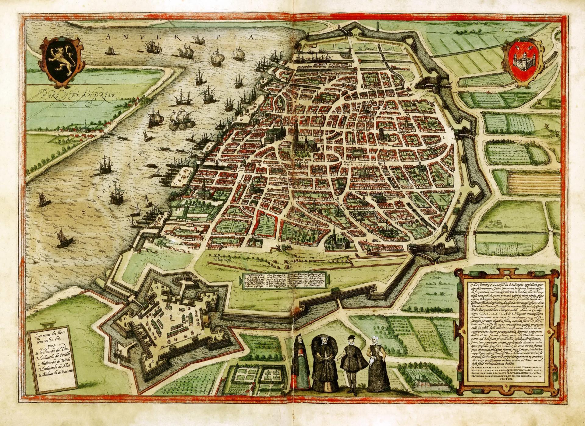 Vista di Antverpia in Civitates orbis terrarum, Braun and Hogenberg 1572-79