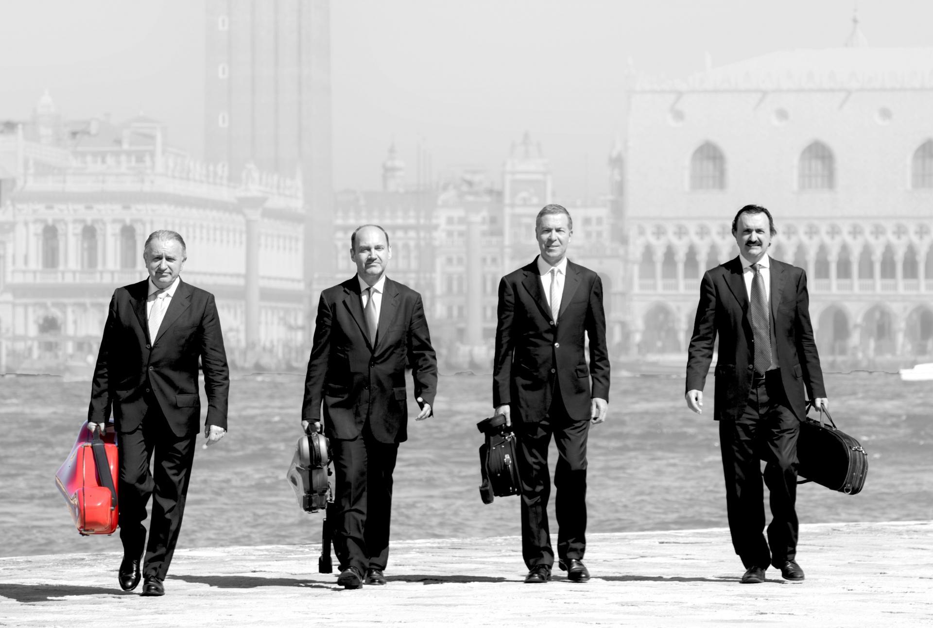 Angelo Zanin (violoncello), Mario Paladin (viola), Alberto Battiston (violino) e Andrea Vio (violino): il Quartetto di Venezia. 