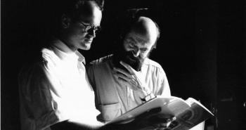 Liuwe Tamminga e Arvo Pärt, Bologna 1990 (foto di Marco Caselli)