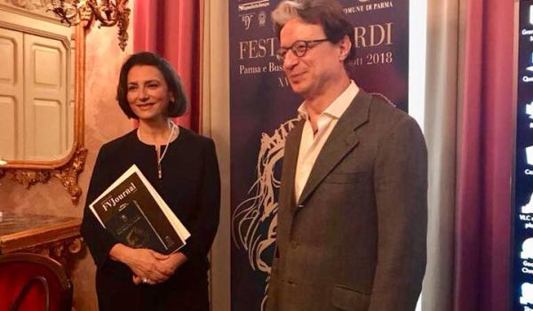 Anna Maria Meo e Roberto Abbado alla presentazione del Festival Verdi 2018 Anna Maria Meo e Roberto Abbado, Festival Verdi