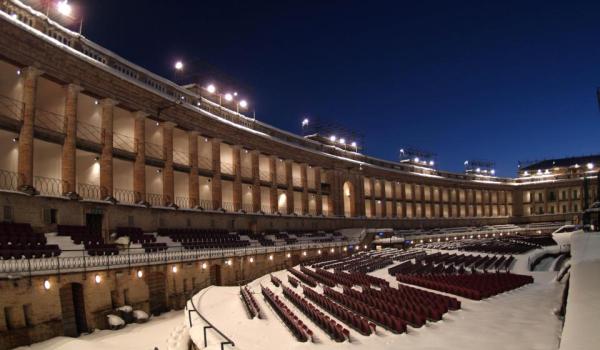 Lo Sferisterio di Macerata sotto la neve