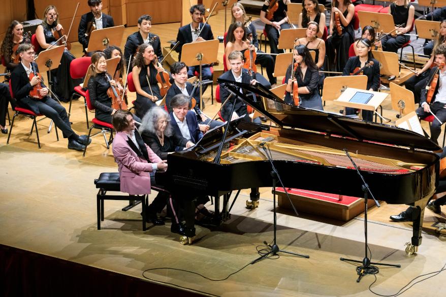 Martha Argerich,  Ricardo Castro, Federico Gad Crema (Foto Andrea Ranzi / Bologna Festival)